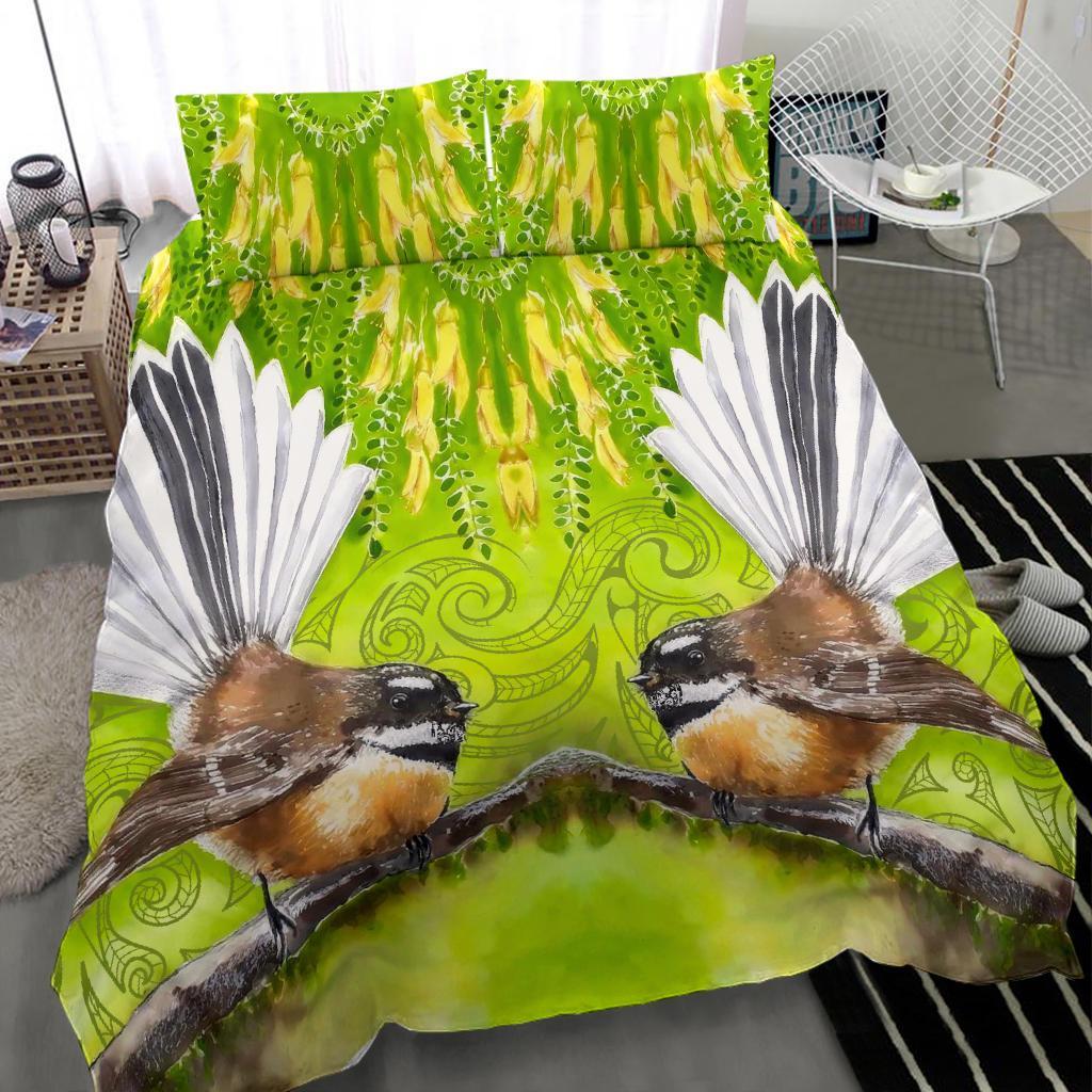 Fantail On Kowhai Bedding Set - Vibe Hoodie Shop