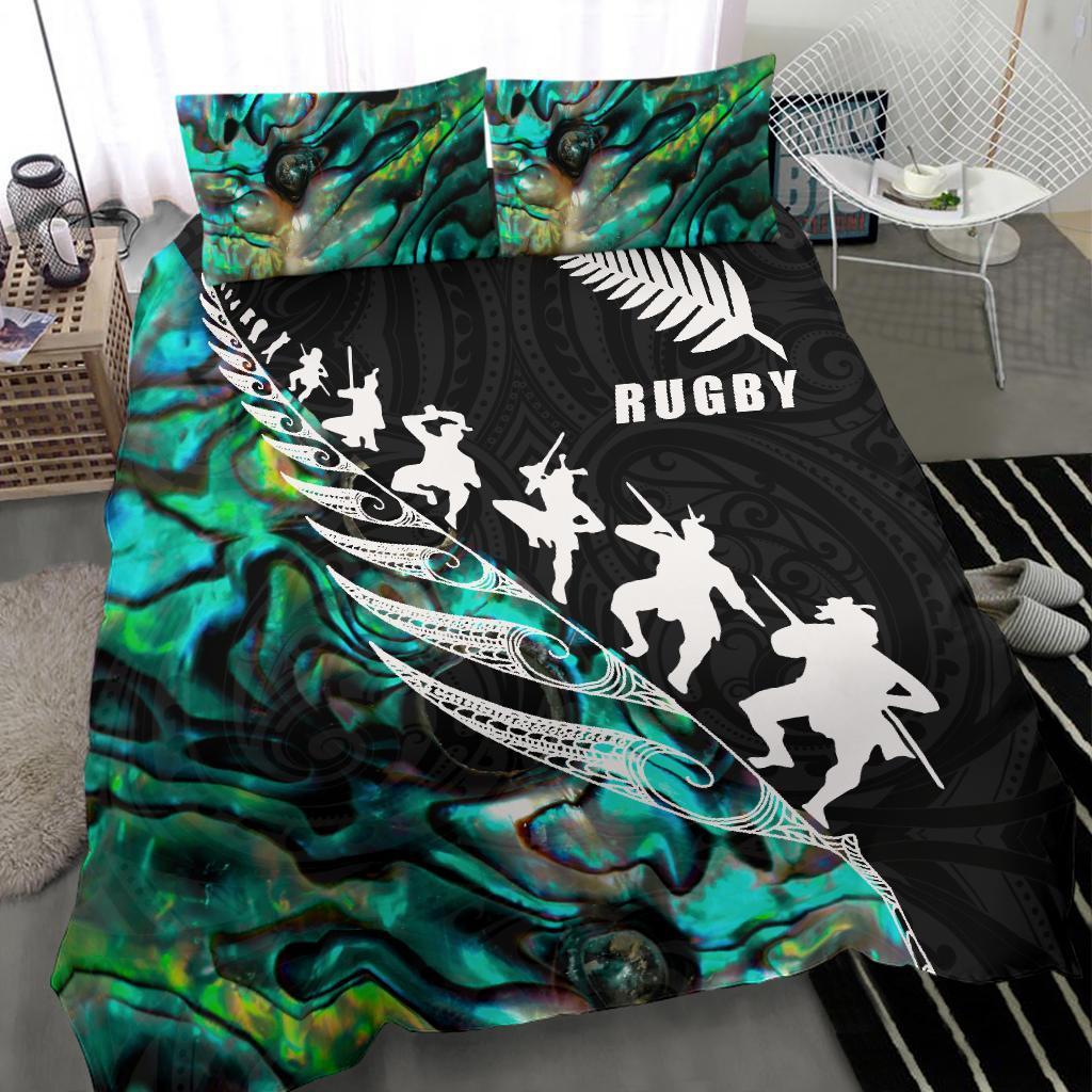 Aotearoa Rugby Haka Fern Paua Shell Bedding Set - Vibe Hoodie Shop