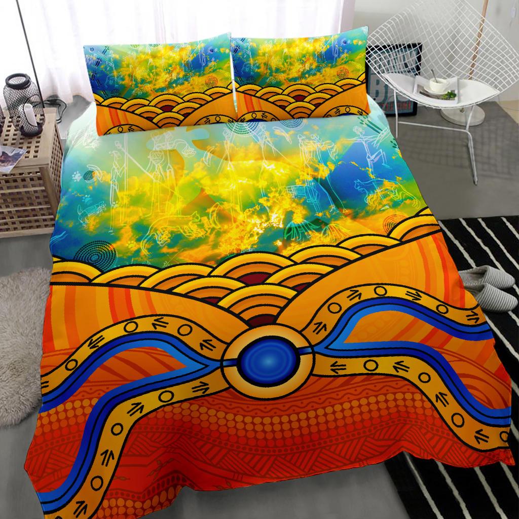 Aboriginal Bedding Set, Australia Kangaroo Sky - Vibe Hoodie Shop