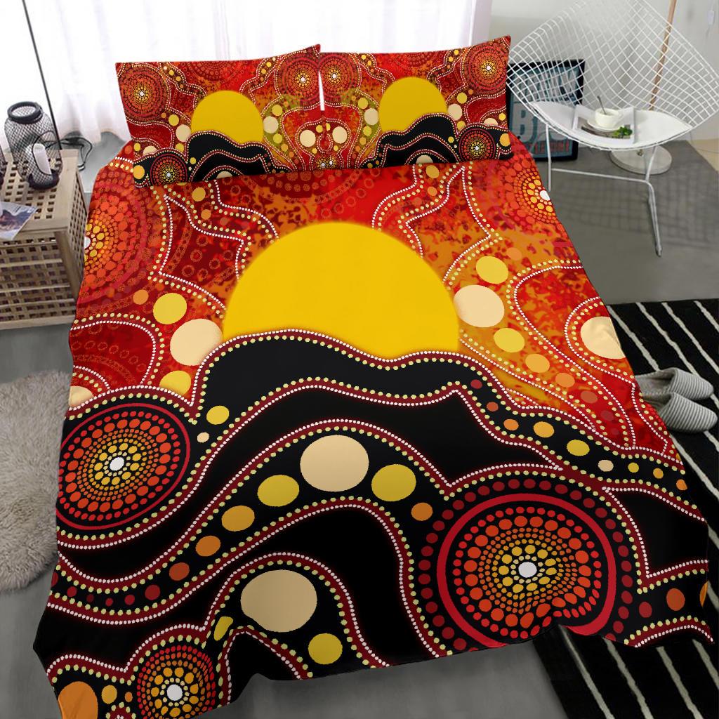 Aboriginal Bedding Set, Aboriginal Lives Matter Flag Dot Painting Art - Vibe Hoodie Shop