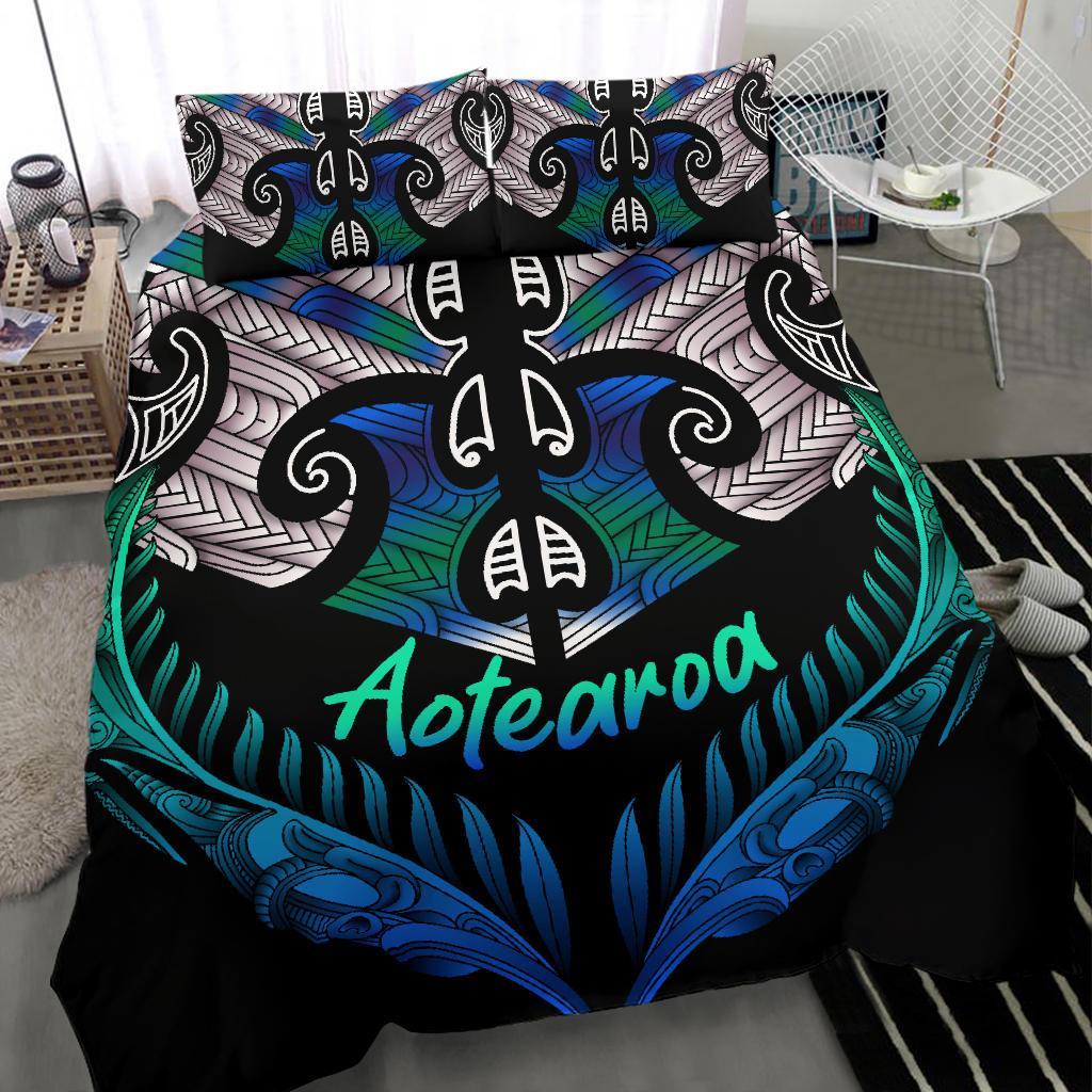 Aotearoa Bedding Set Silver Fern Tangaroa - Vibe Hoodie Shop