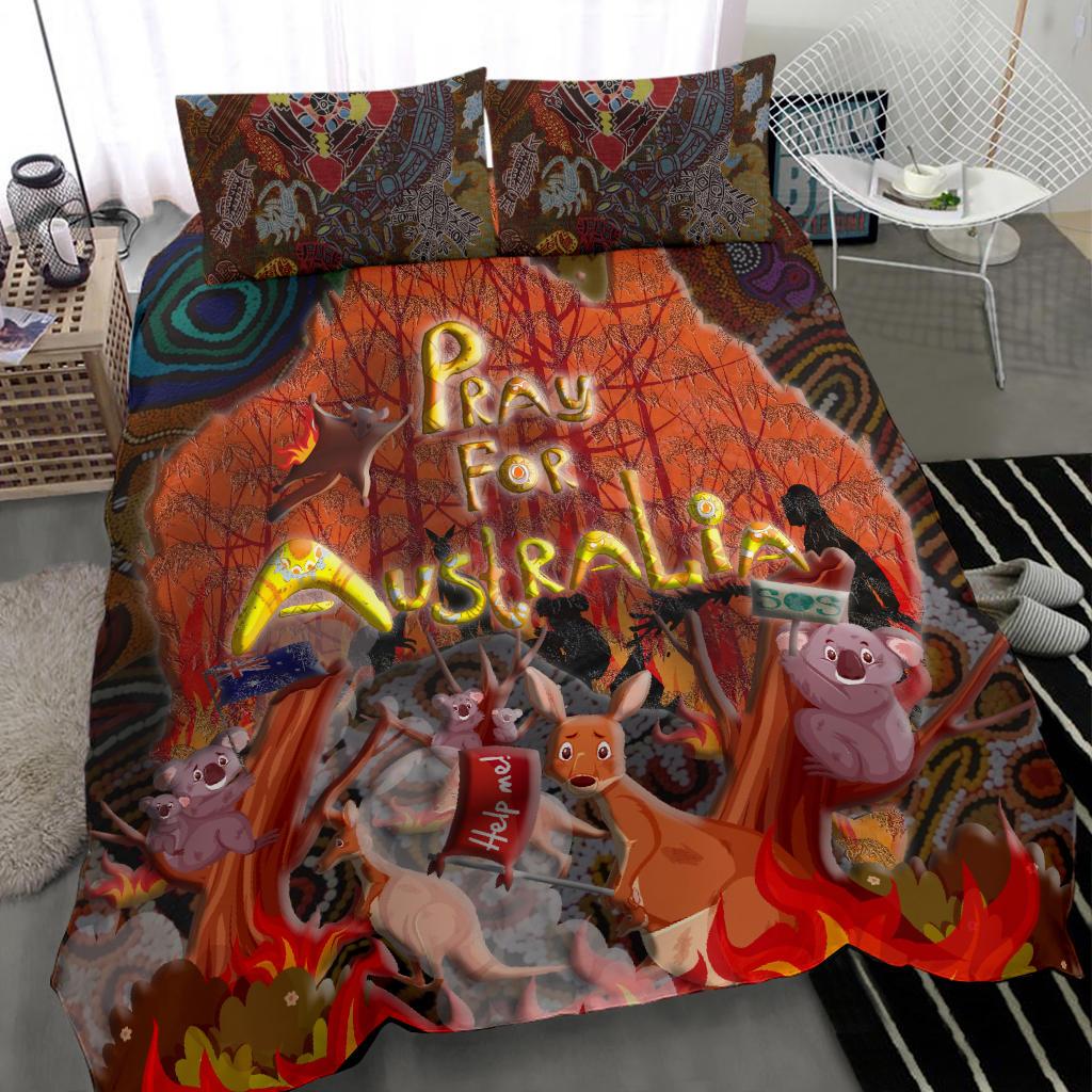 Pray For Australia Bedding Set - Aboriginal Pattern - Love Australia - Vibe Hoodie Shop