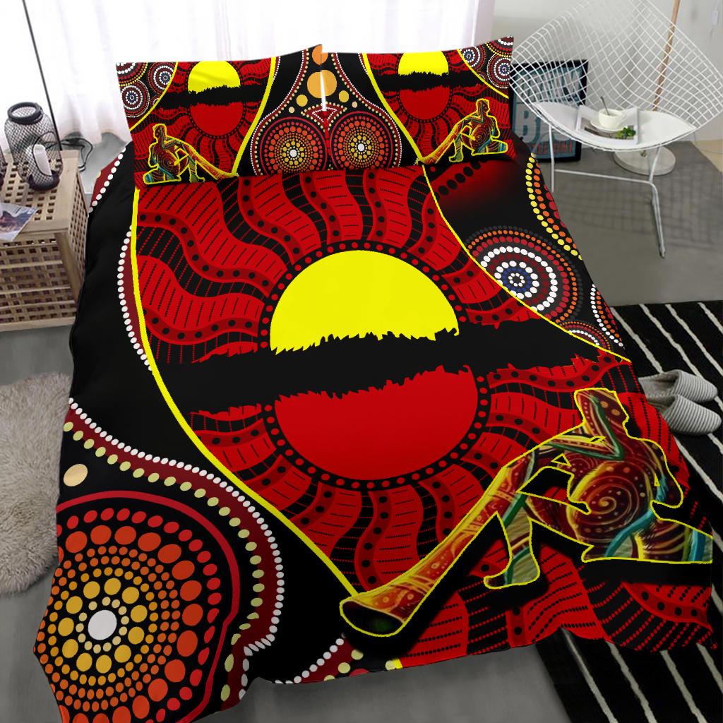 Bedding Set - Australia Aboriginal Dots With Didgeridoo - Vibe Hoodie Shop