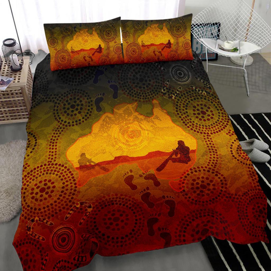 Aboriginal Bedding Set, Australian Map with Indigenous Color - Vibe Hoodie Shop