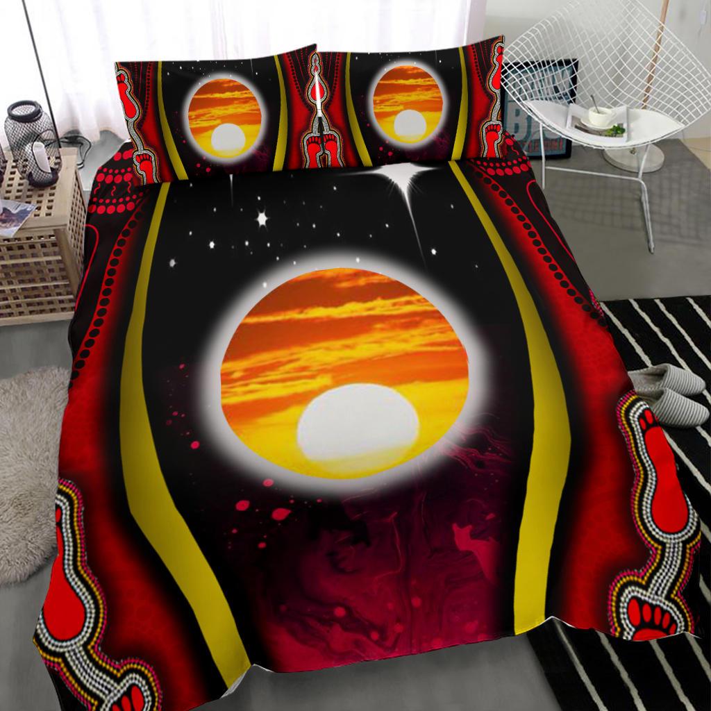 Aboriginal Bedding Set - Indigenous Flag Symbolic Meaning - Vibe Hoodie Shop