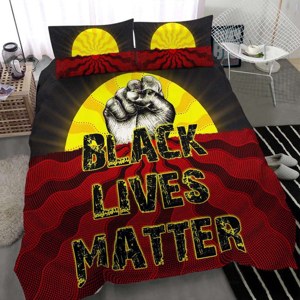 Bedding Set, Aboriginal Black Lives Matter Sun Dot Painting - Vibe Hoodie Shop