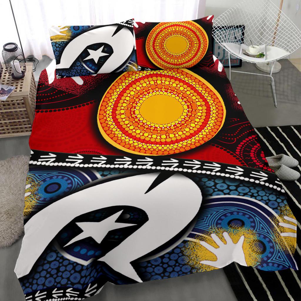 Bedding Set - Australian NAIDOC Aboriginal and Torres Strait Islands Flags - Vibe Hoodie Shop