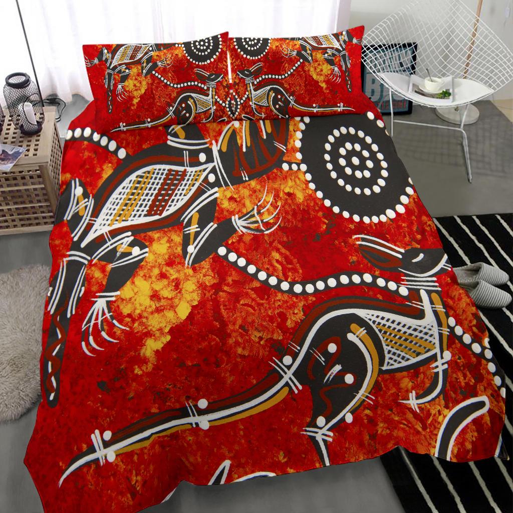 Bedding Sets - Aboriginal Crocodile And Kangaroo - Vibe Hoodie Shop