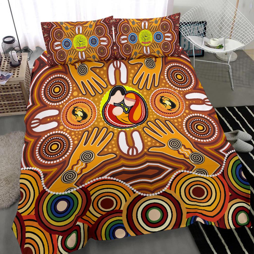 Bedding Sets - Aboriginal Family with Dot Painting - Vibe Hoodie Shop