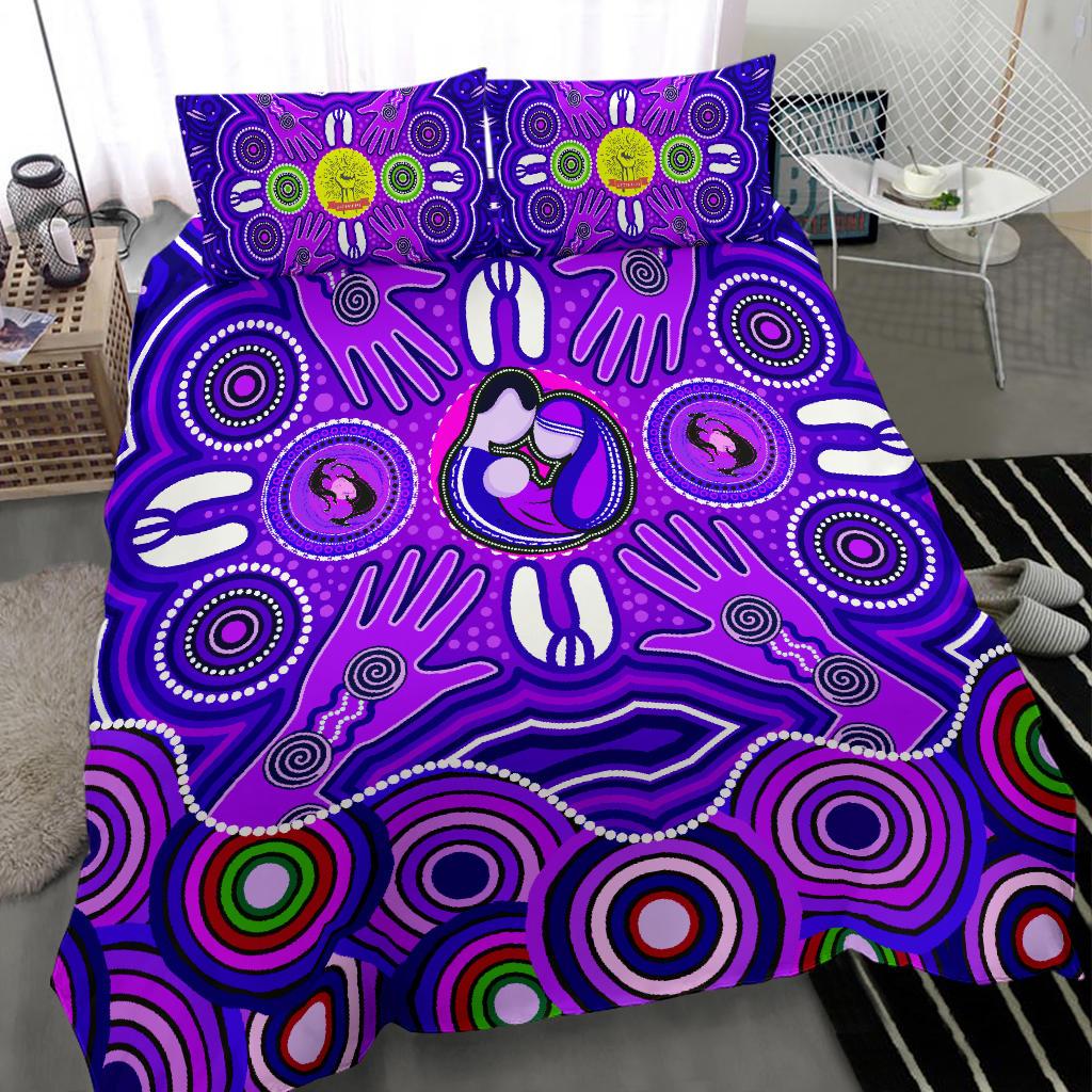 Bedding Set - Aboriginal Family With Dot Painting art - Vibe Hoodie Shop