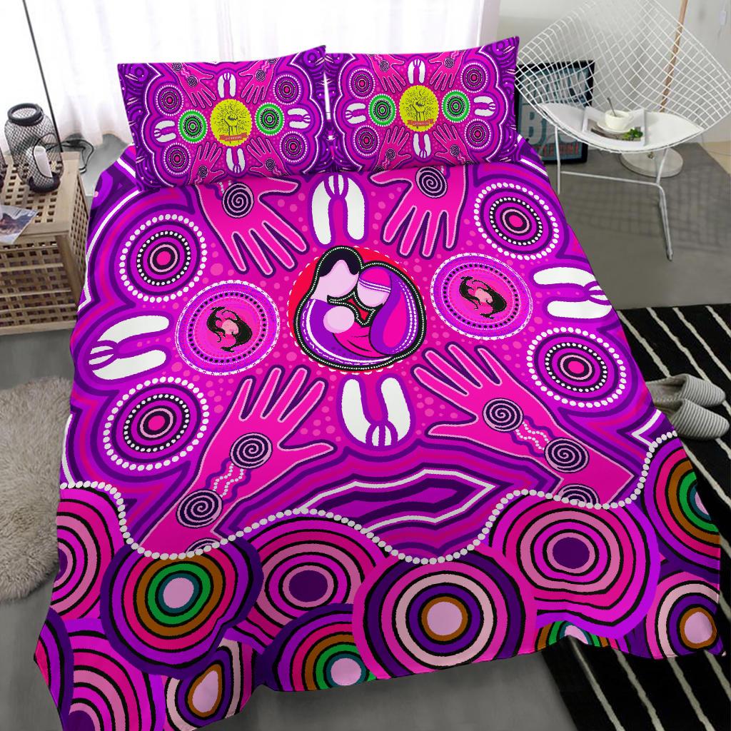 Bedding Set - Aboriginal Family With Dot Painting art - Vibe Hoodie Shop