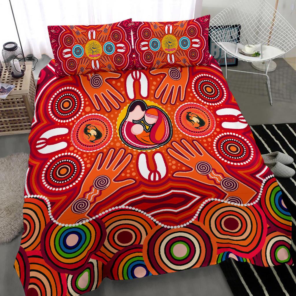 Bedding Sets - Aboriginal Family With Dot Painting art - Vibe Hoodie Shop