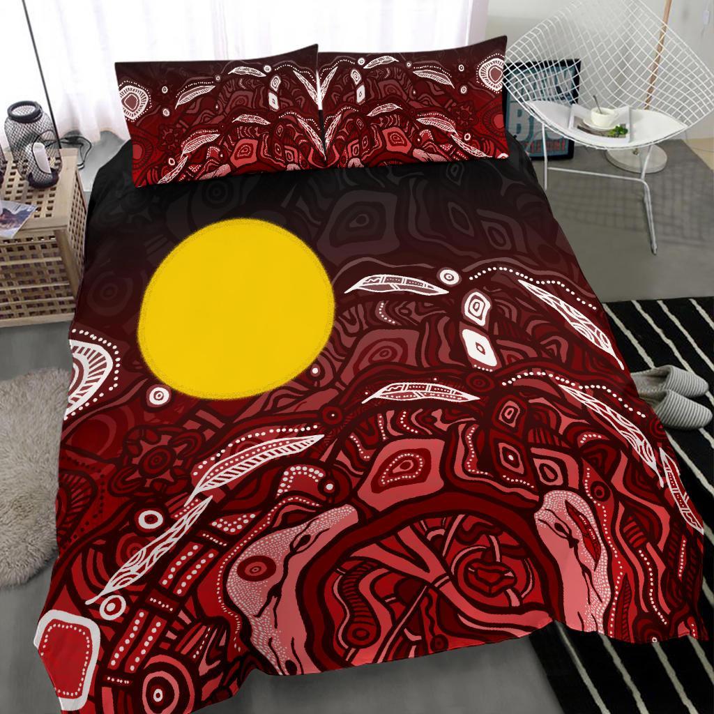 Aboriginal Bedding Set - Red Landscape - Vibe Hoodie Shop