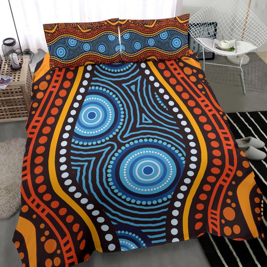 Aboriginal Bedding Set - Boomerang Circle Dot Painting Art Ver01 - Vibe Hoodie Shop