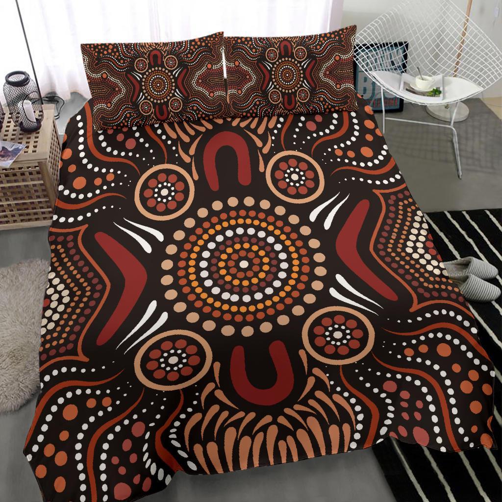 Aboriginal Bedding Set - Boomerang Circle Dot Painting Art Ver02 - Vibe Hoodie Shop