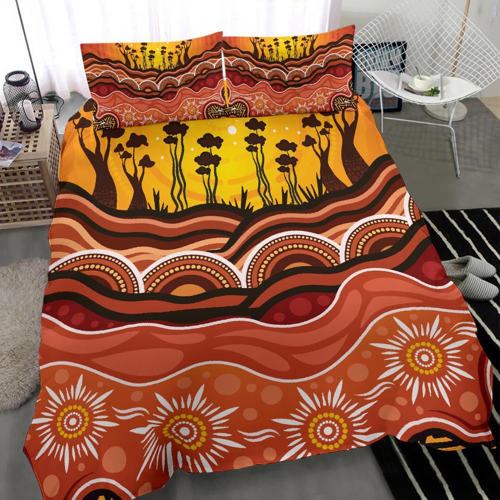 Aboriginal Bedding Set - Boab Tree Dot Painting Ver01 - Vibe Hoodie Shop