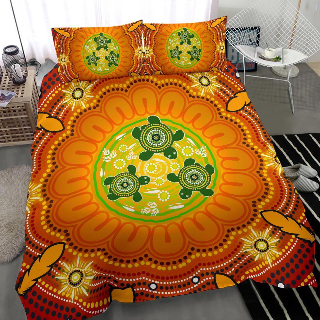 Aboriginal Bedding Set, Turtle Circle Dot Painting Art - - Vibe Hoodie Shop