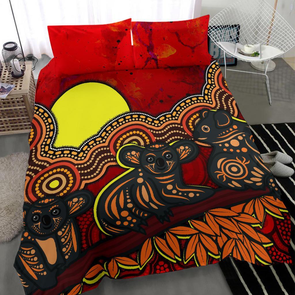 Aboriginal Bedding Set - Australian Indigenous Koala - Vibe Hoodie Shop