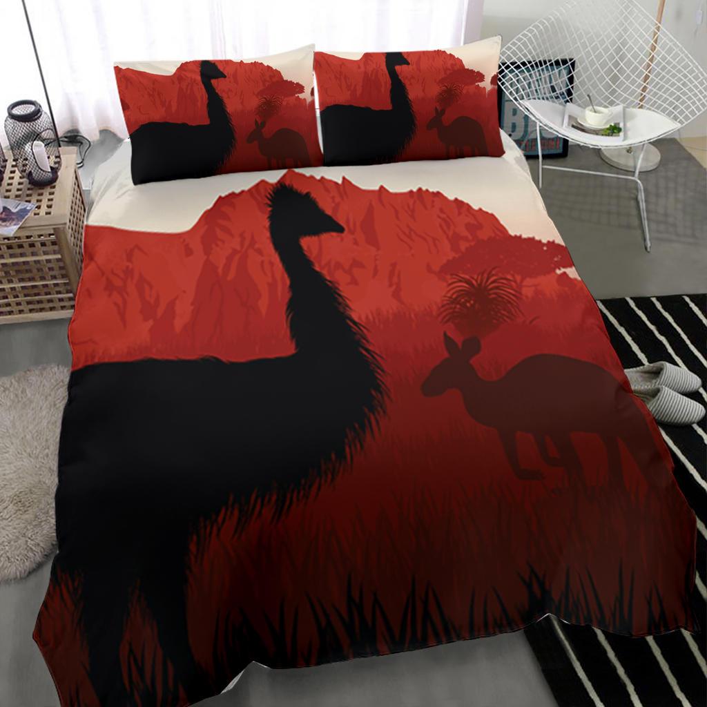 Bedding Set - Australian Nature with Emu and Kangaroo - Vibe Hoodie Shop