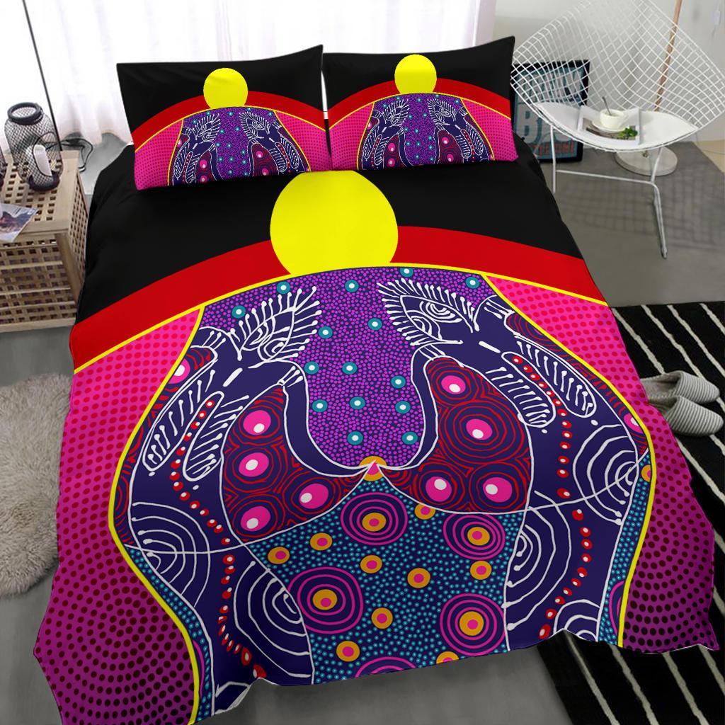 Bedding Set - Aboriginal Sublimation Dot Pattern Style (Violet) - Vibe Hoodie Shop