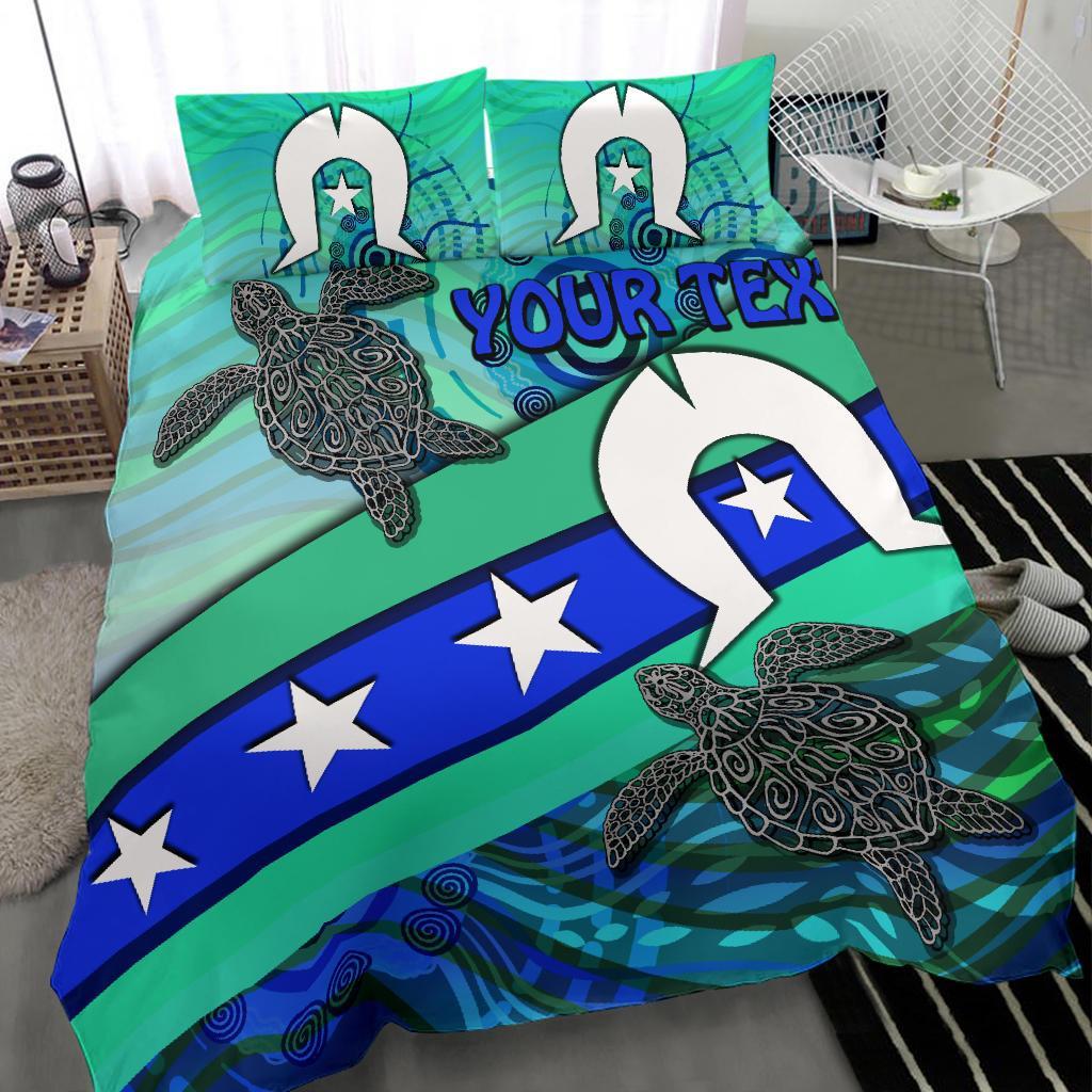 Personalised Bedding Set - Torres Strait Flag And Turtle - Vibe Hoodie Shop