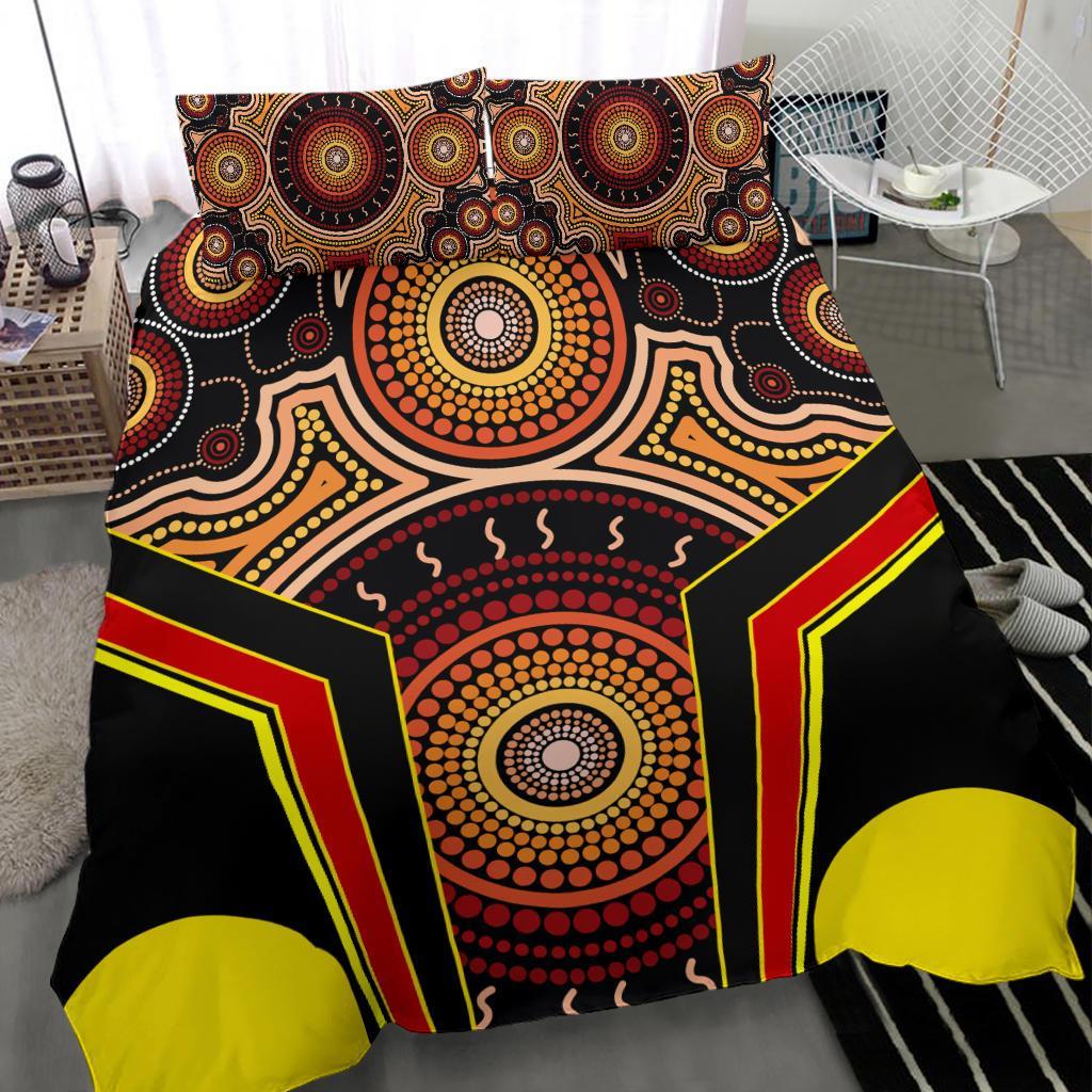 Bedding Set - Aboriginal With Dot Painting Art - Vibe Hoodie Shop