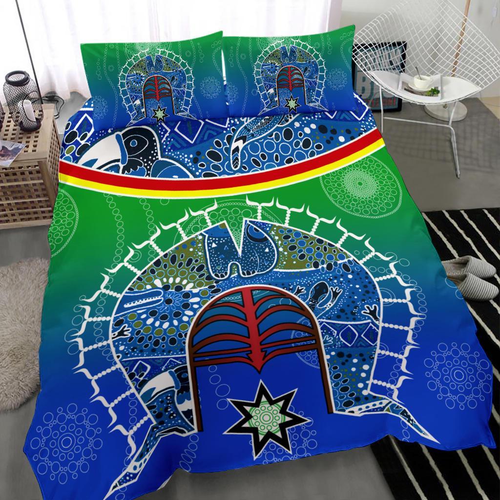 Bedding Set - Torres Strait Symbol With Aboriginal Patterns - Vibe Hoodie Shop