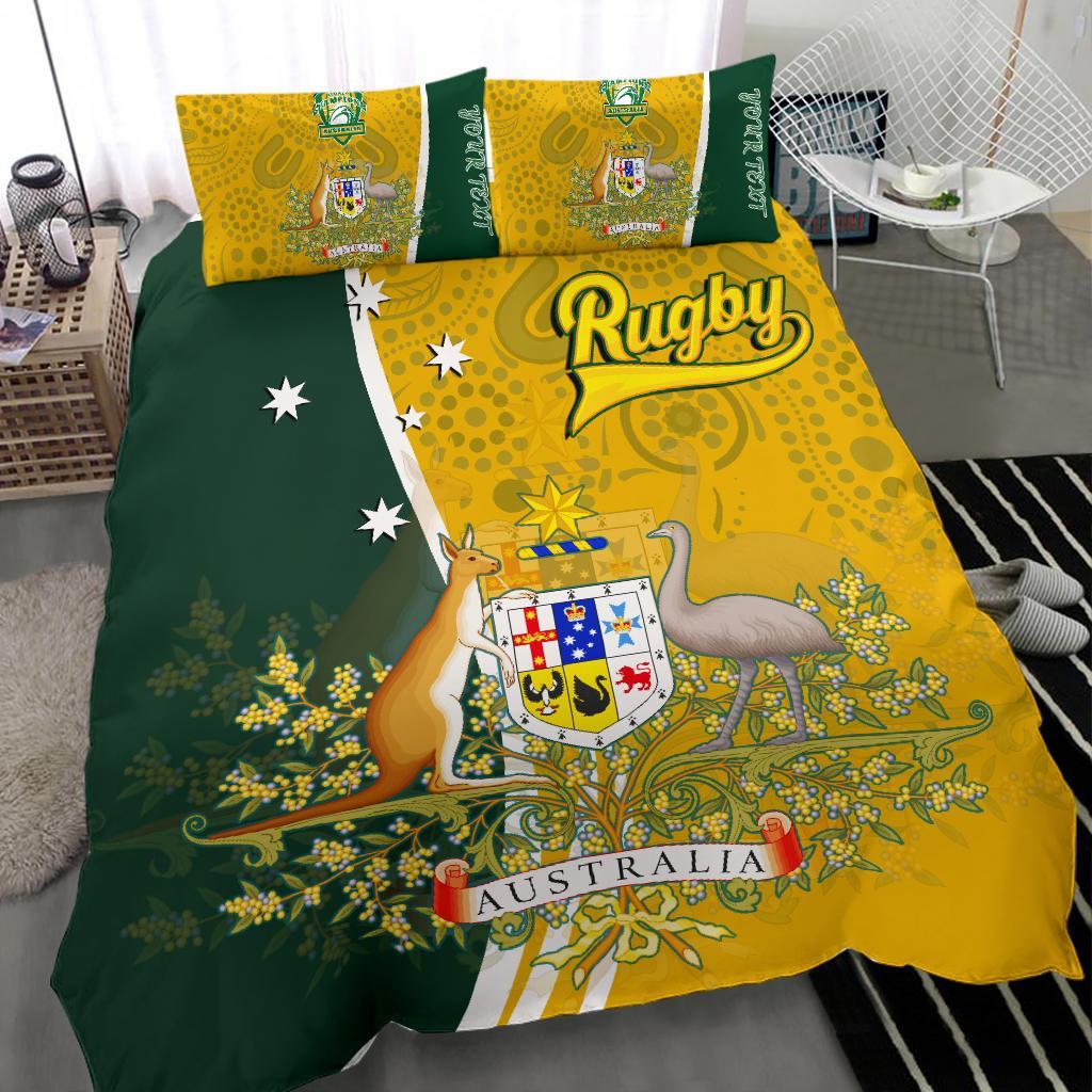 Personalised Bedding Set - Australia Coat Of Arm In Rugby Style - Vibe Hoodie Shop
