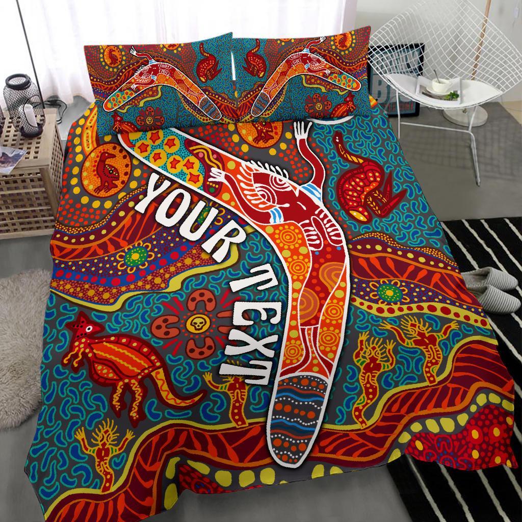 Aboriginal Personalised Bedding Set - Indigenous Boomerang - Vibe Hoodie Shop