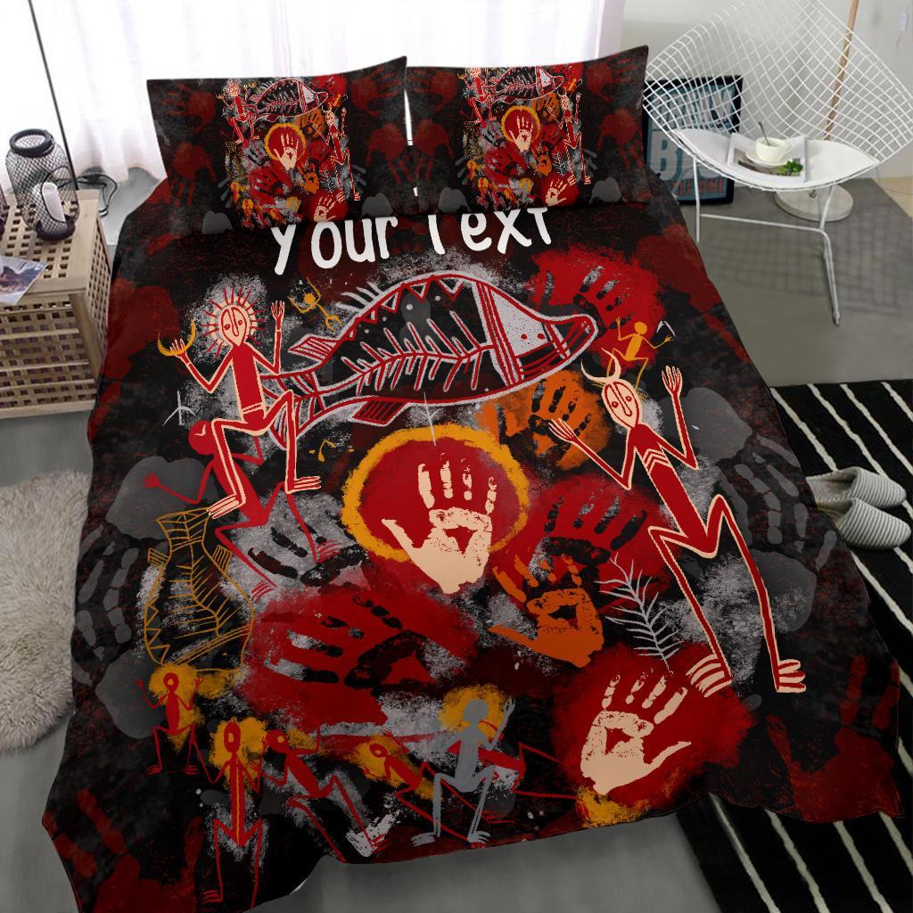 Custom Aboriginal Bedding Set - Indigenous Fish Hand Art - Vibe Hoodie Shop