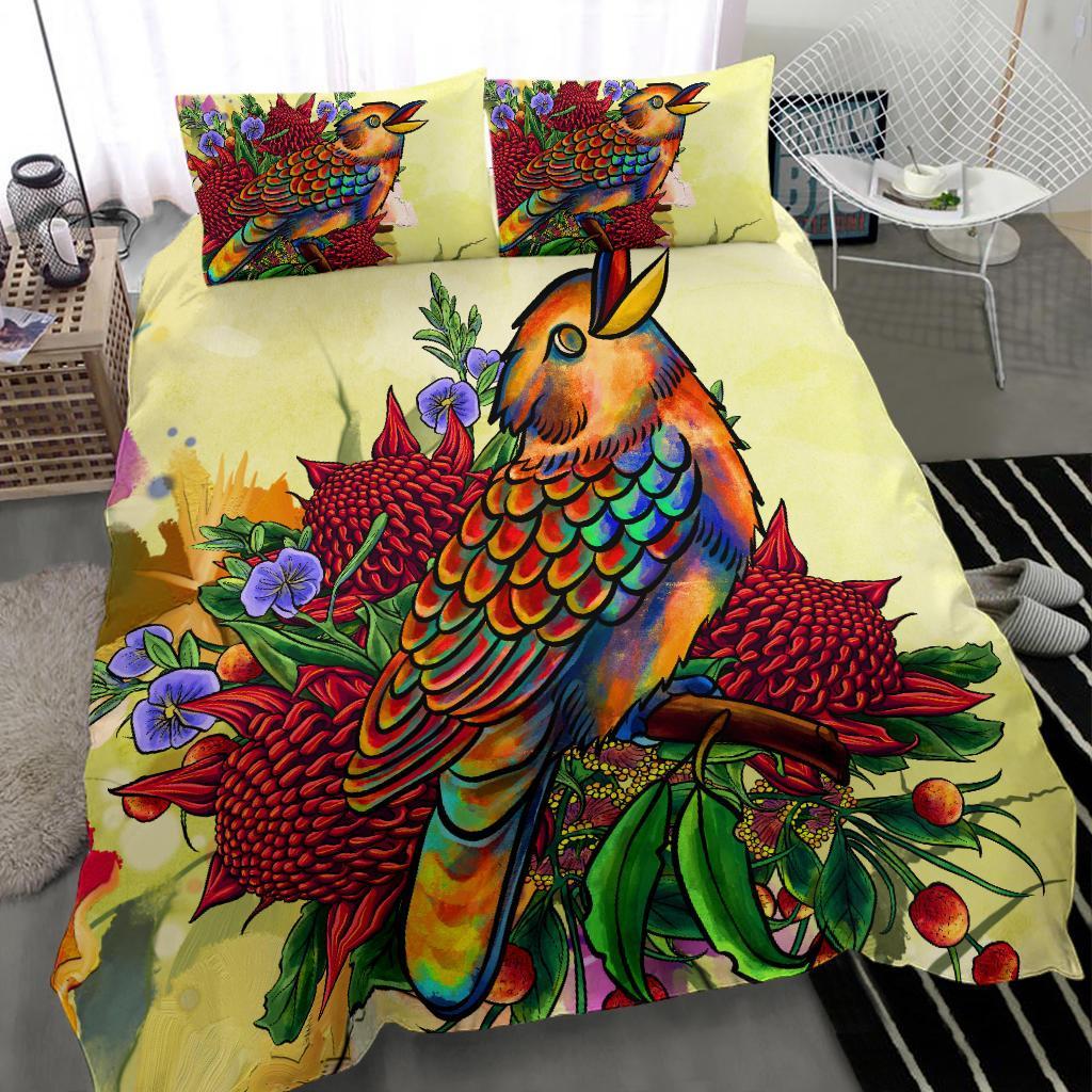 Bedding Set - Australia Kookaburra With Waratah - Vibe Hoodie Shop