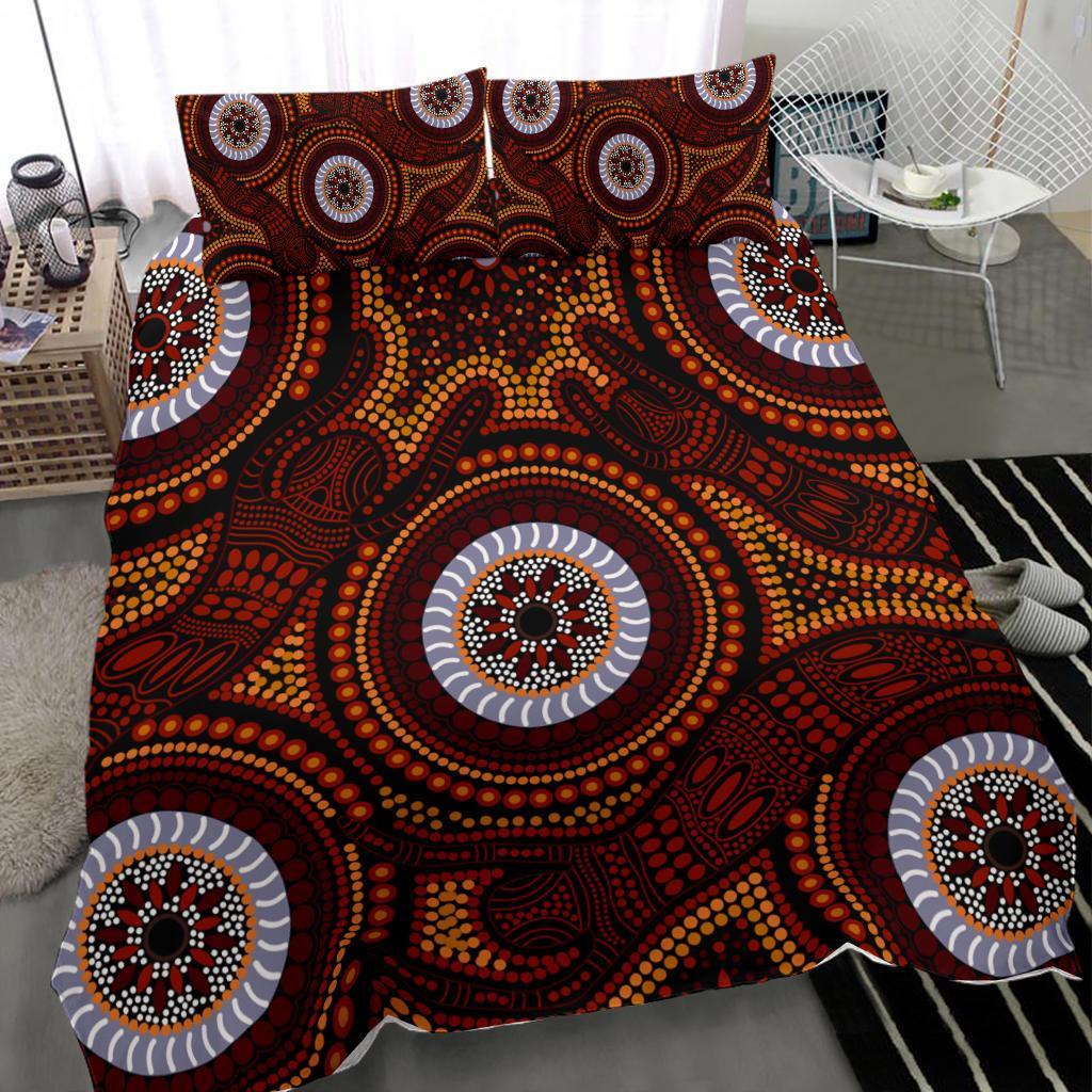 Aboriginal Bedding Set - Aboriginal Human Dot Painting Art - Vibe Hoodie Shop