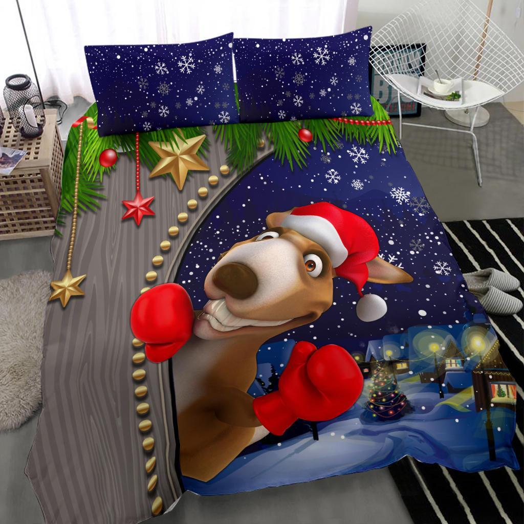 Christmas Bedding Set - Funny Kangaroo Christmas - - Vibe Hoodie Shop