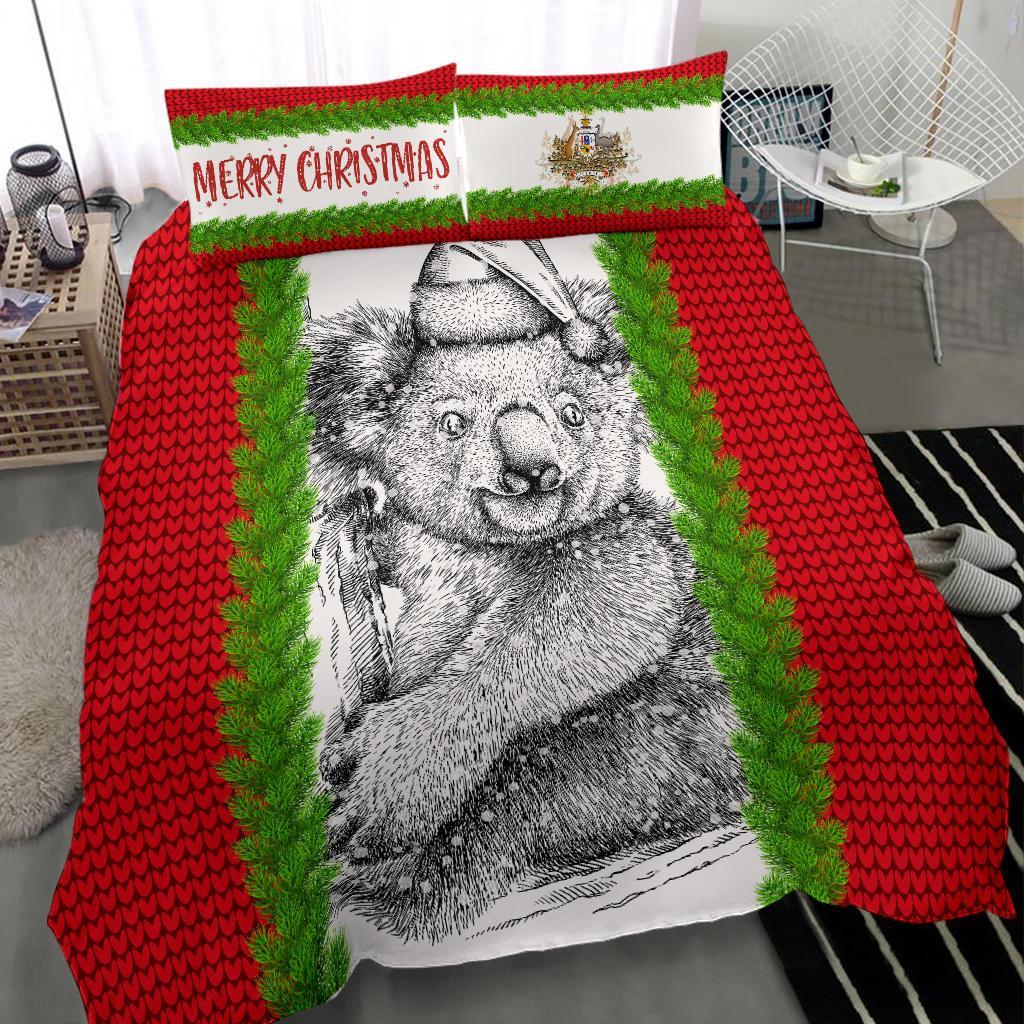 Australia Christmas Bedding Set - Merry Christmas Koala - Vibe Hoodie Shop