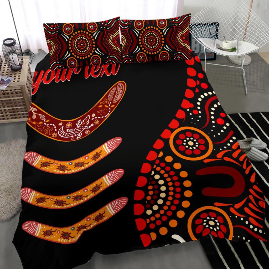 Aboriginal Personalised Bedding Set - Aboriginal Boomerangs With Dot Painting Pattern - Vibe Hoodie Shop