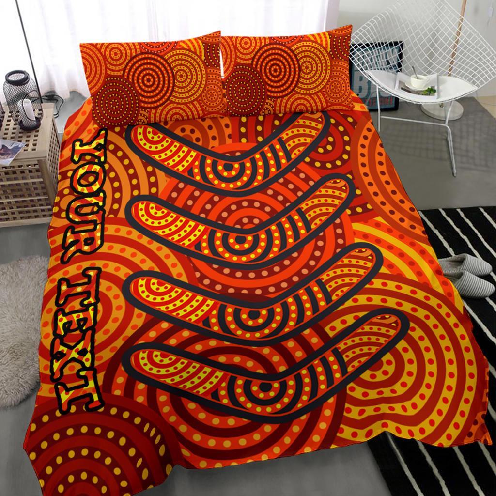 Aboriginal Personalised Bedding Set - Aboriginal Boomerangs And Dot Circle - Vibe Hoodie Shop