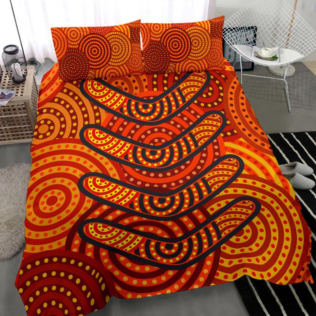 Aboriginal Bedding Set - Aboriginal Boomerangs And Dot Circle - Vibe Hoodie Shop