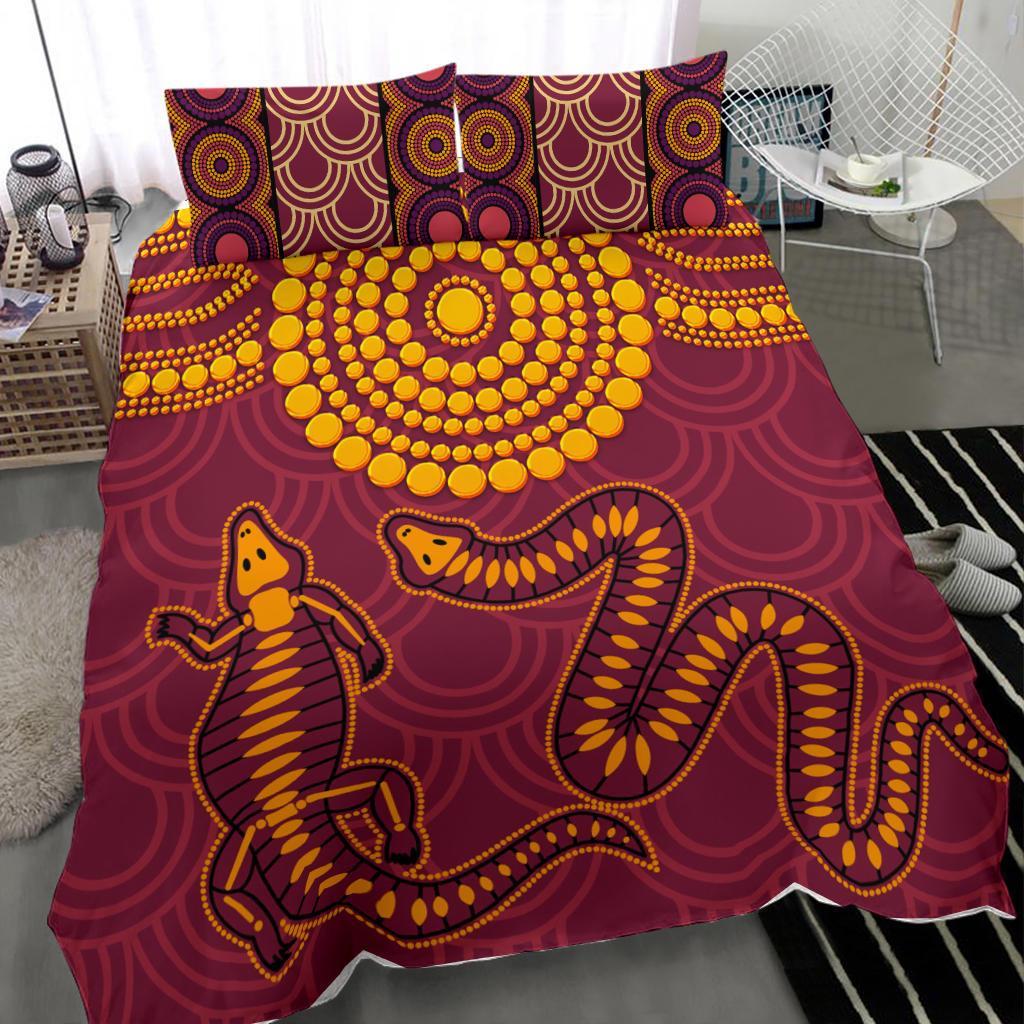 Aboriginal Bedding Set - Aboriginal Snake And Alligator - Vibe Hoodie Shop