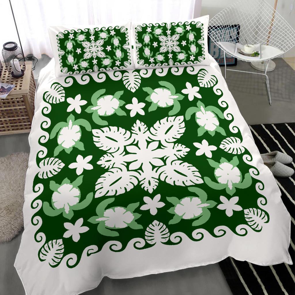 Turtle with Hibiscus Royal Bedding Set Palm Leaf - Vibe Hoodie Shop