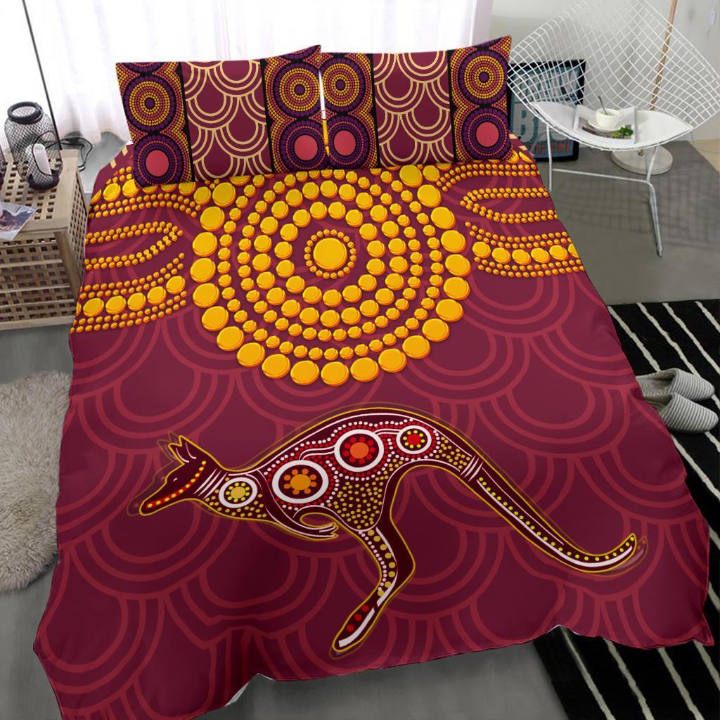 Aboriginal Bedding Set - Aboriginal Kangaroo - Vibe Hoodie Shop