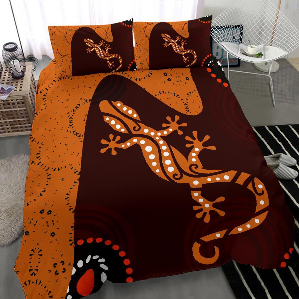 Aboriginal Bedding Set - Lizard in Aboriginal Dreaming - Vibe Hoodie Shop