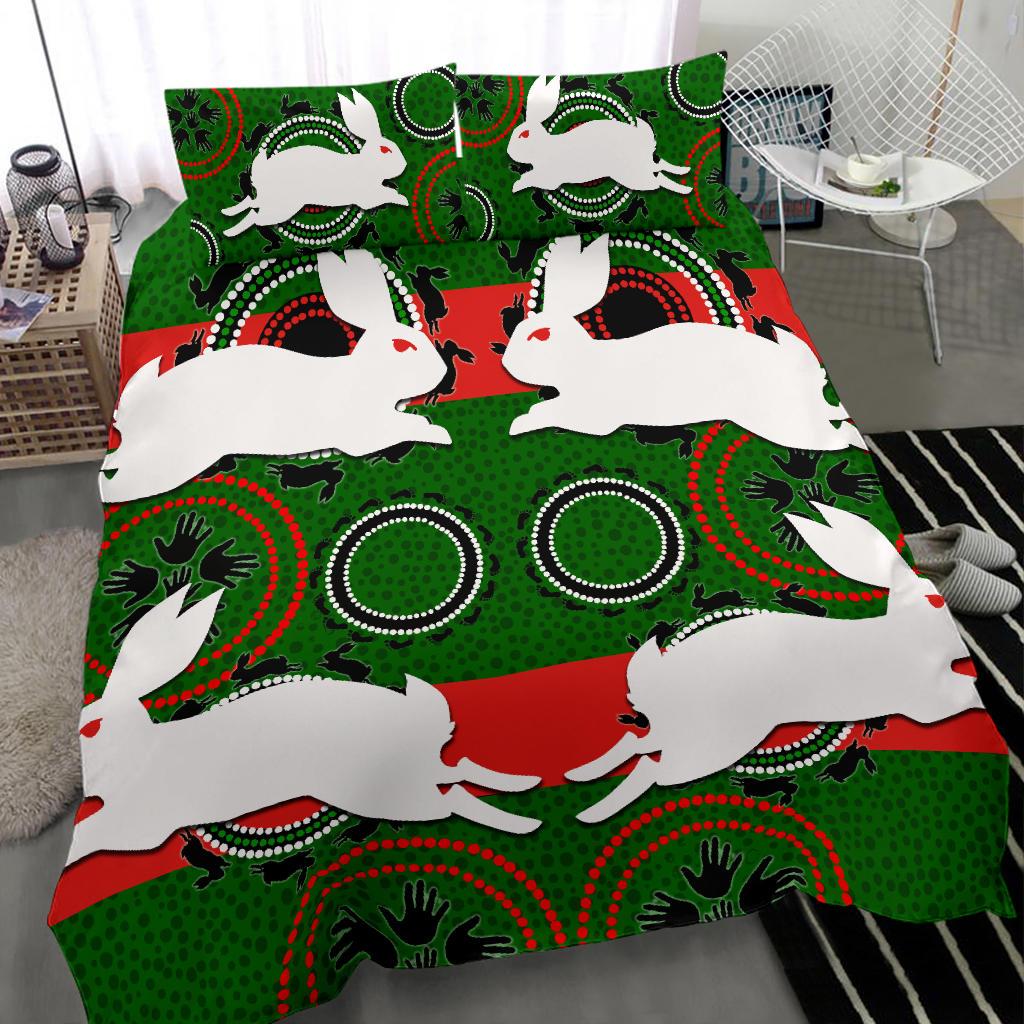 Rabbitohs Bedding Set Aboriginal Special - Vibe Hoodie Shop