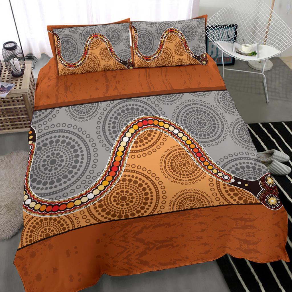 Aboriginal Bedding Set, Indigenous Snake - Vibe Hoodie Shop