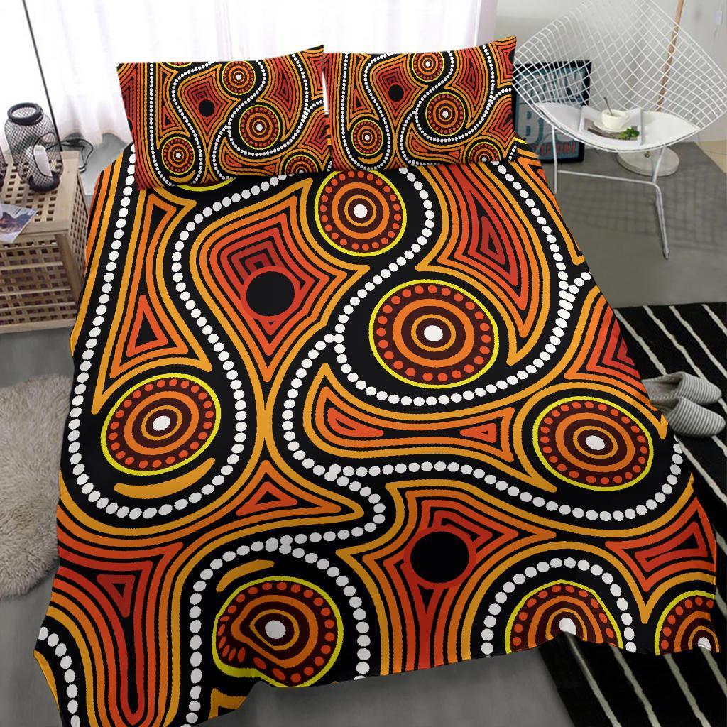 Aboriginal Bedding Set, Indigenous Circle Dot Painting Ver01 - Vibe Hoodie Shop