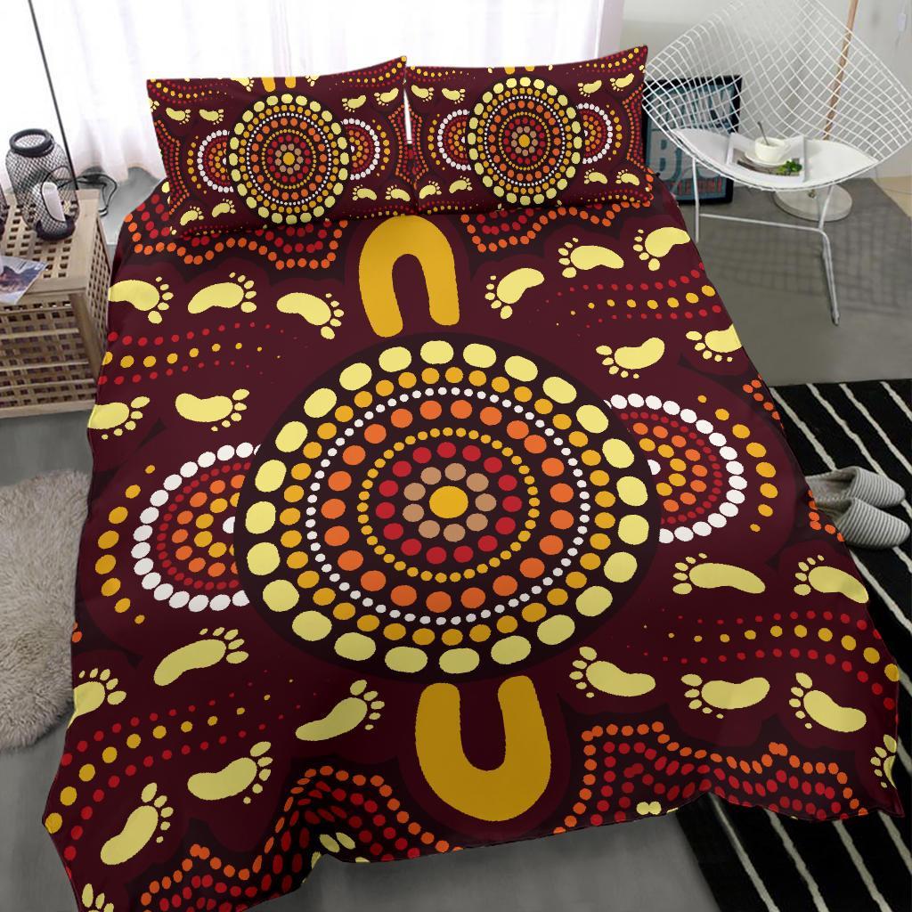 Aboriginal Bedding Set, Indigenous Circle Footprint - Vibe Hoodie Shop