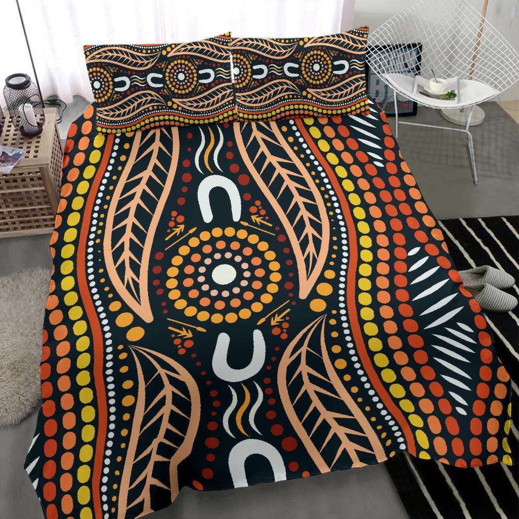 Aboriginal Bedding Set, Indigenous Dot Painting - Vibe Hoodie Shop