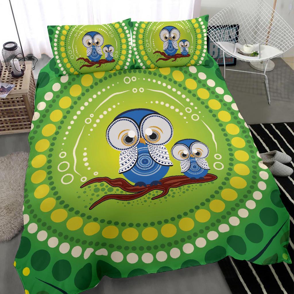 Aboriginal Bedding Set, Indigenous Owl - Vibe Hoodie Shop