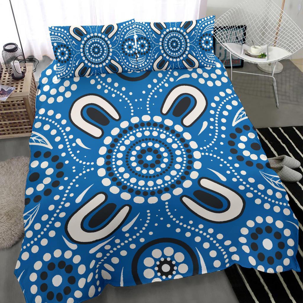 Aboriginal Bedding Set, Indigenous Circle Dot Painting Blue Color - Vibe Hoodie Shop