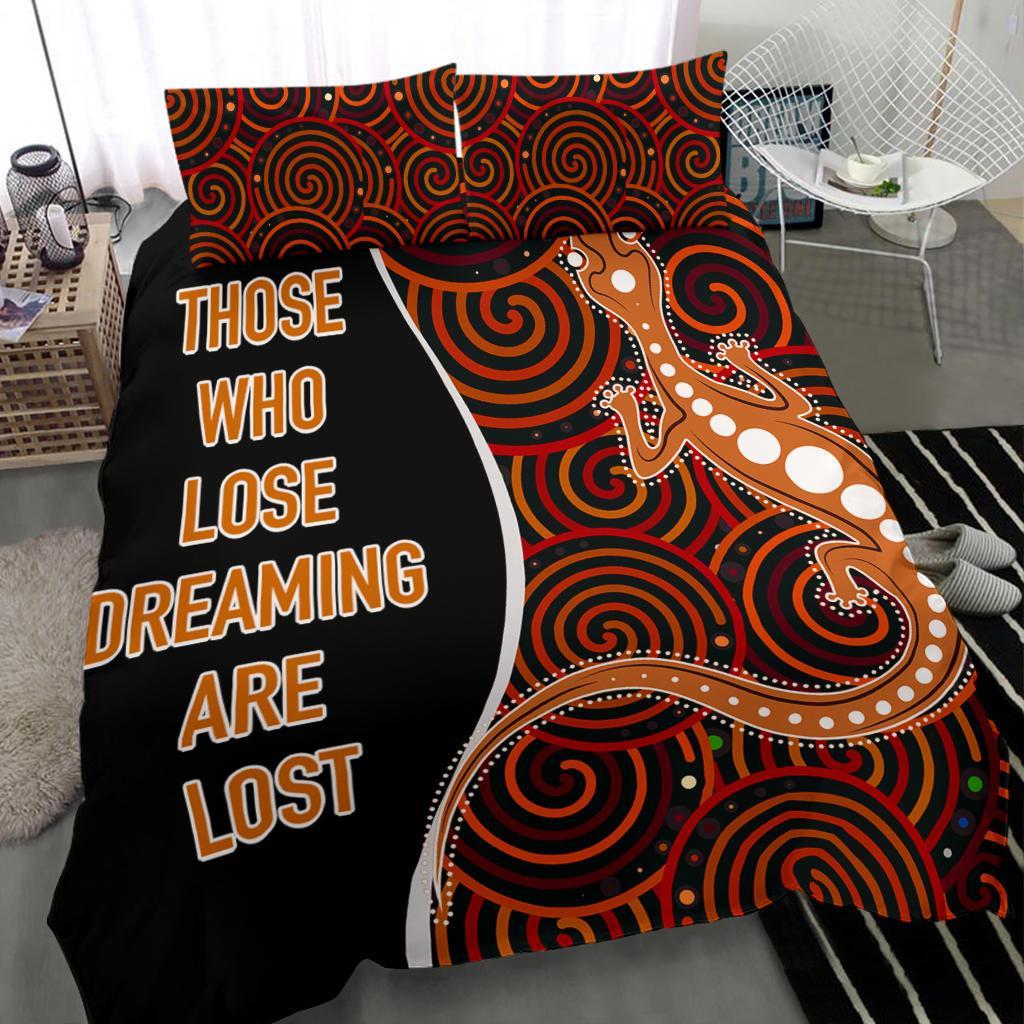 Aboriginal Bedding Set - Indigenous Lizard Dreaming - Vibe Hoodie Shop