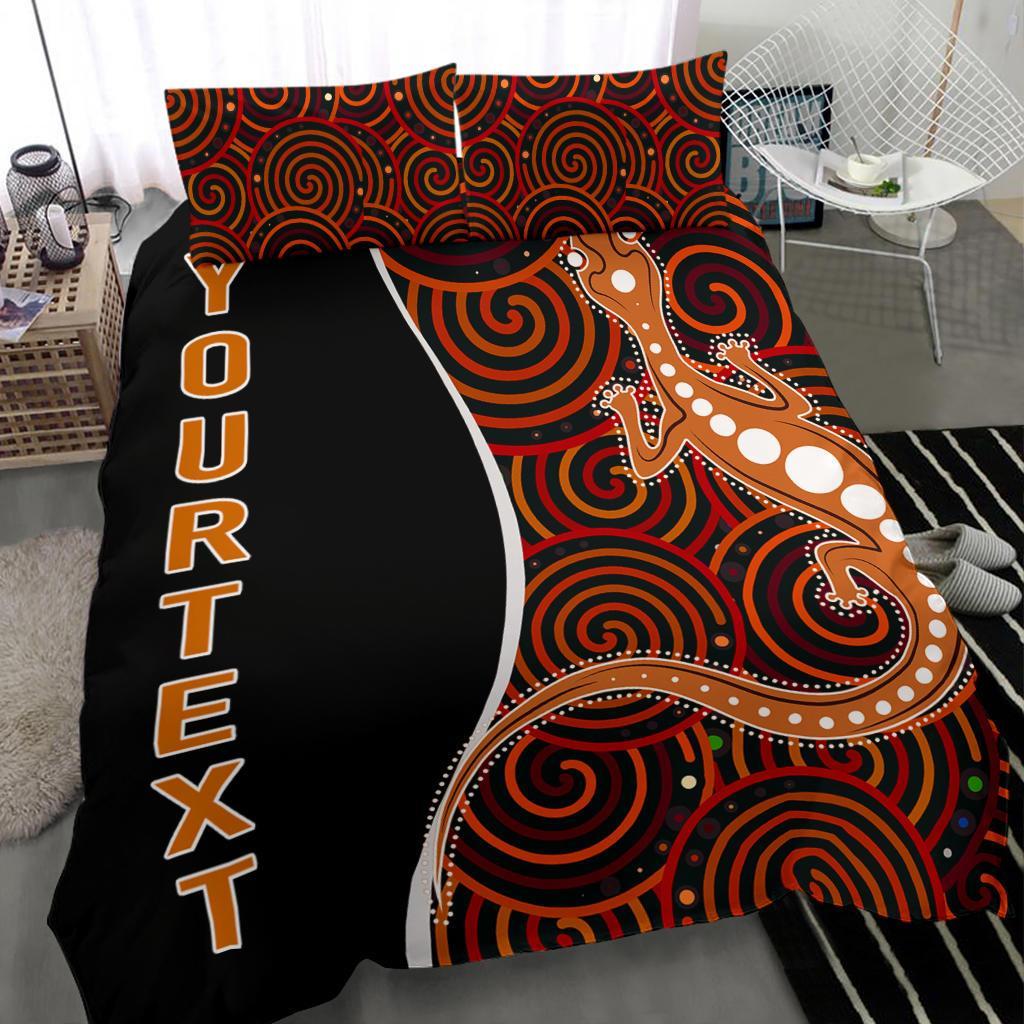 Aboriginal Personalised Bedding Set - Indigenous Lizard Dreaming - Vibe Hoodie Shop